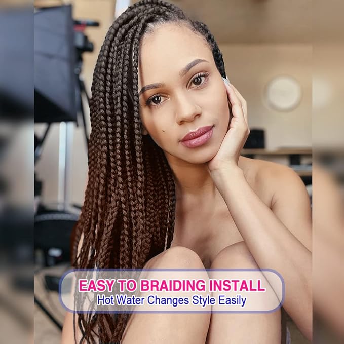 8 Pack Ombre Braiding Hair Pre Stretched - 20" 80G/Pack Premium Pre Stretched Braiding Hair Extensions, Professional Itch Free Hot Water Setting Perm Yaki Texture Prestretched Hair(1B30)