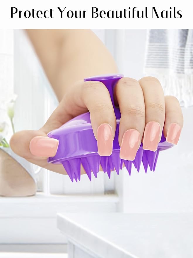 HEETA Scalp Massager Hair Growth, Soft Silicone Scalp Scrubber Shampoo Brush for Exfoliation, Dandruff Removal Head Massage Stress Relax, Wet & Dry Use for Thick Thin Curly Hair Care, Purple