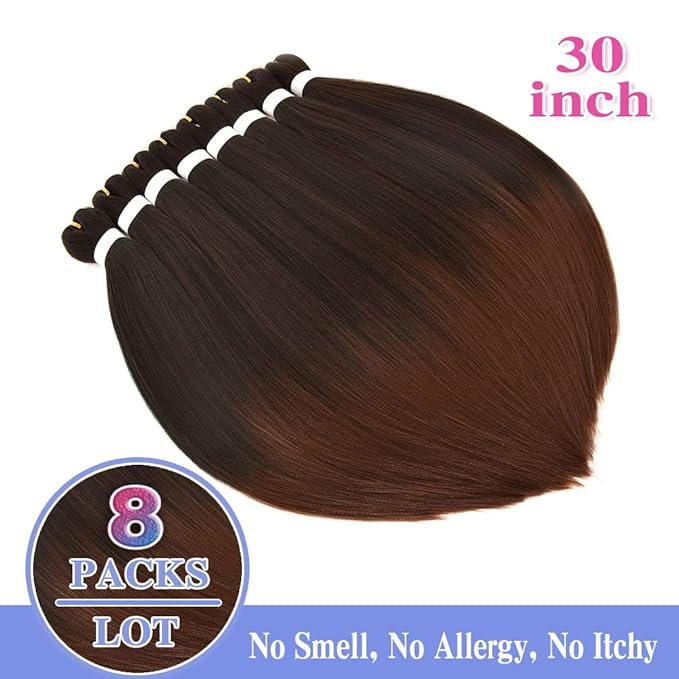 8 Pack Ombre Braiding Hair Pre Stretched - 30" 100G/Pack Premium Pre Stretched Braiding Hair Extensions, Professional Itch Yaki Texture Prestretched Hair(1B30)