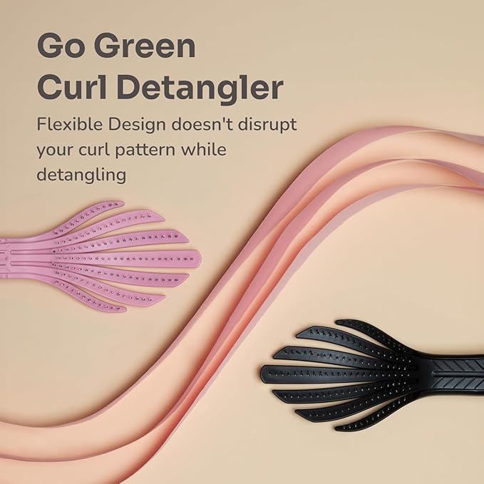 Wet Brush Go Green Curl Detangler Hair Brush, Black, Ultra-Soft IntelliFlex Detangling Bristles Glide Through Tangles with Ease, Great For Curls, No Split Ends & Pain-Free for Wet or Dry Hair