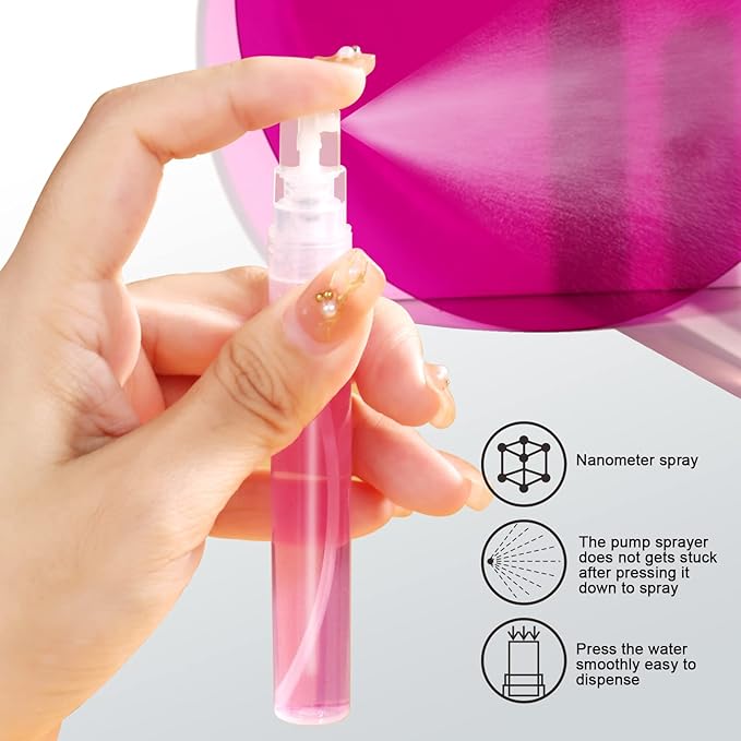 Teenitor Mini Spray Bottle, 20 Pack 10ml Perfume Bottle Empty, Plastic Refillable Perfume Bottles Atomizer, Sample Bottle Fine Mist Spray Bottles, Essential Oil Portable Bottle for Travel