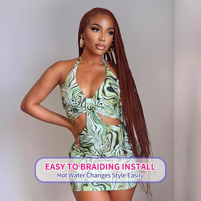 8 Pack Ombre Braiding Hair Pre Stretched - 36" 110G/Pack Premium Pre Stretched Braiding Hair Extensions, Professional Itch Free Hot Water Setting Perm Yaki Texture Prestretched Hair(#350)