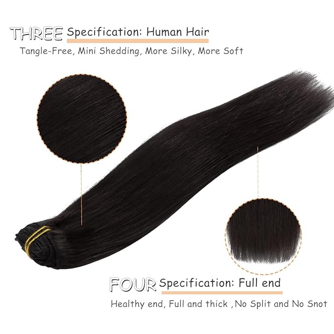 Caliee Clip in Hair Extensions - Human Hair, Dark Brown, Real, Double Weft Lace, 22Inch, 140G, 7PCS