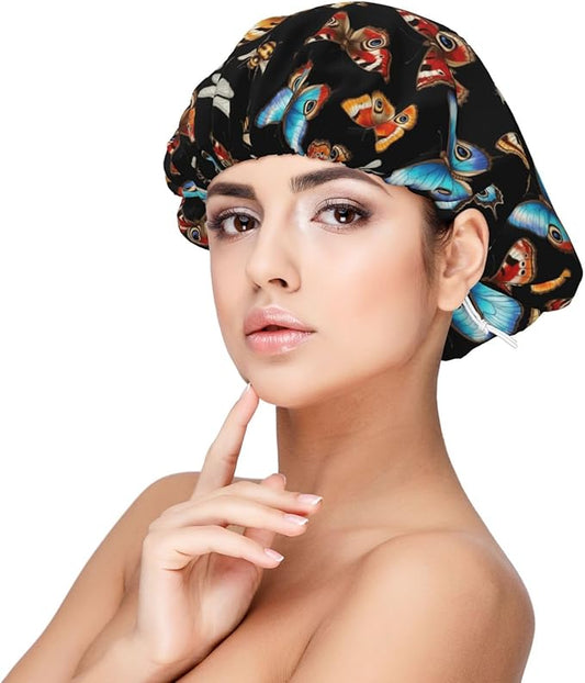 Silk Hair Bonnet for Sleeping, Double Layer Hair Bonnet for Curly Natural Frizz