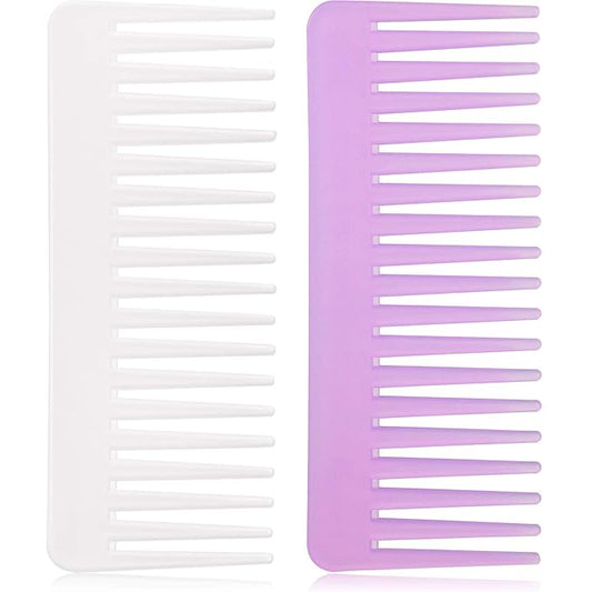 Large Hair Detangling Comb Wide Tooth Comb for Curly Hair Wet Dry Hair, No Handle Detangler Comb Styling Shampoo Comb (Purple, White)