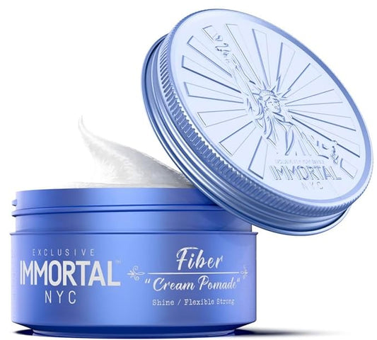 Immortal NYC Fiber Cream Hair Pomade - Flex Strong Hold - Low Shine All Natural Water-Based Cream Pomade for Men - No Residue, All Hair Types