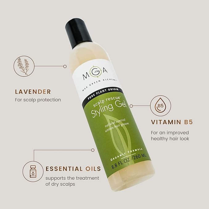 Scalp Rescue Styling Gel, Organic Unisex Formula Controls Frizz and Fly Away Hair, Curly Hair Community Favorite Gives Flexible Natural Hold, Fights Humidity, Alcohol Free & Water Based | 8.8 Fl Oz