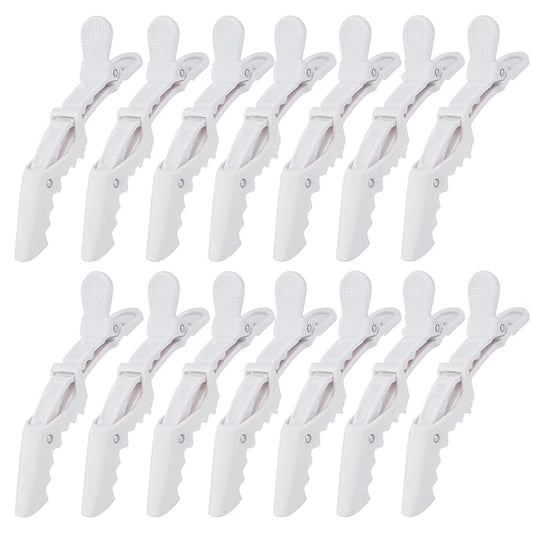 Ondder 14 Pack Alligator Hair Clips for Styling Sectioning, White Salon Pro Hair Clips for Barber Clips for Hair Coloring, Cutting, Sectioning