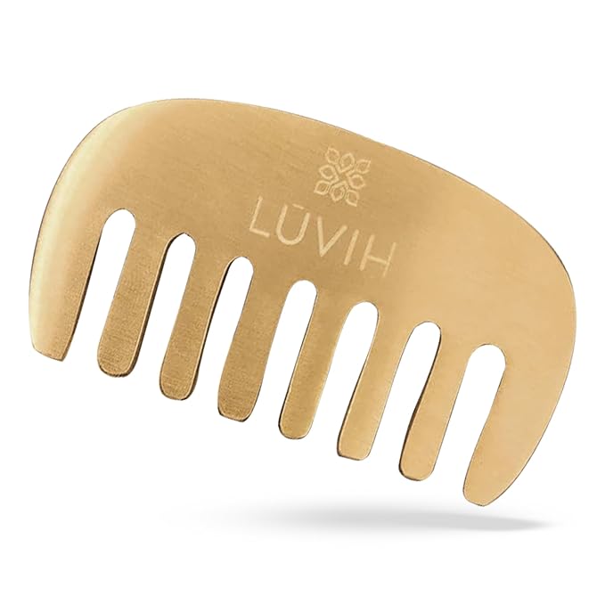LUVIH The Crown Kansa Comb - Relaxing Scalp Massager for Detangling and Promoting Hair Growth, Travel-friendly Hair Styling Tool for Men & Women