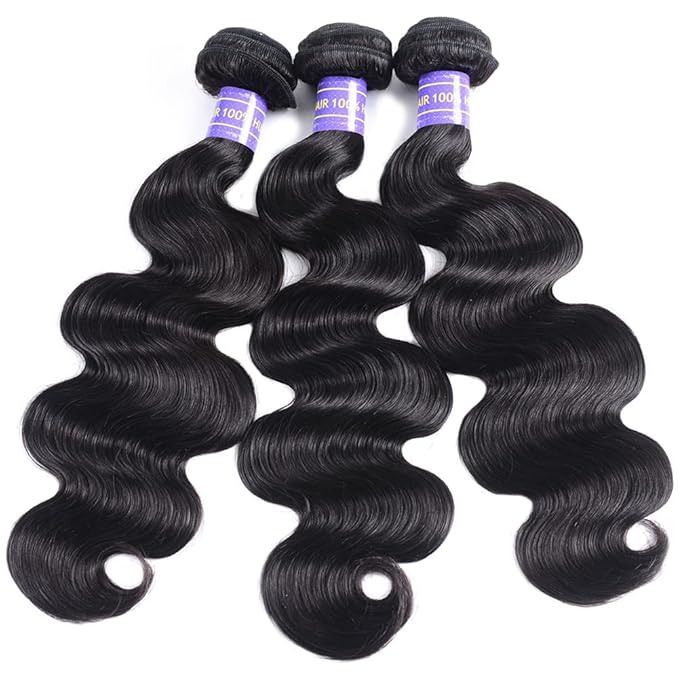 Aopusi Human Hair Bundles Body Wave 3 Bundles (14 16 18 Inch) 100% Unprocessed Human Hair Virgin Remy Hair Extension Natural Color for Black Women