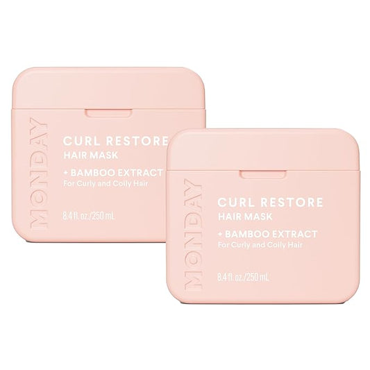 MONDAY HAIRCARE CURL RESTORE Hair Mask with Bamboo Extract, Coconut Oil & Shea Butter for Curls & Coils of all types 250 mL (Dual Pack)