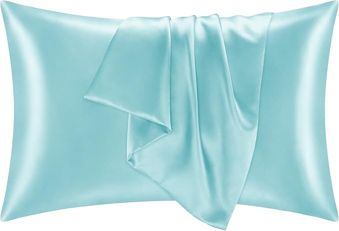 BEDELITE Satin Pillowcase for Hair and Skin, Super Soft and Cooling Similar to Silk Pillow Cases 2 Pack with Envelope Closure, Gift for Women Men(20"x36" King Size, Blue)