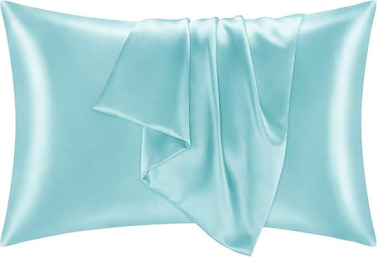 BEDELITE Satin Pillowcase for Hair and Skin, Super Soft and Cooling Similar to Silk Pillow Cases 2 Pack with Envelope Closure, Gift for Women Men(20"x36" King Size, Blue)