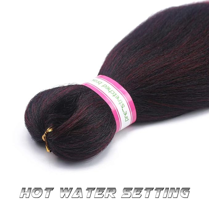 Dorsanee Ombre Burgundy Braiding Hair Pre Stretched 20 Inch 6 Packs Braiding Hair Extensions for Crochet Box Braids Twists Locs Hair Itch Free Soft Yaki Texture Hot Water Setting (20inch,#1B/Bug)