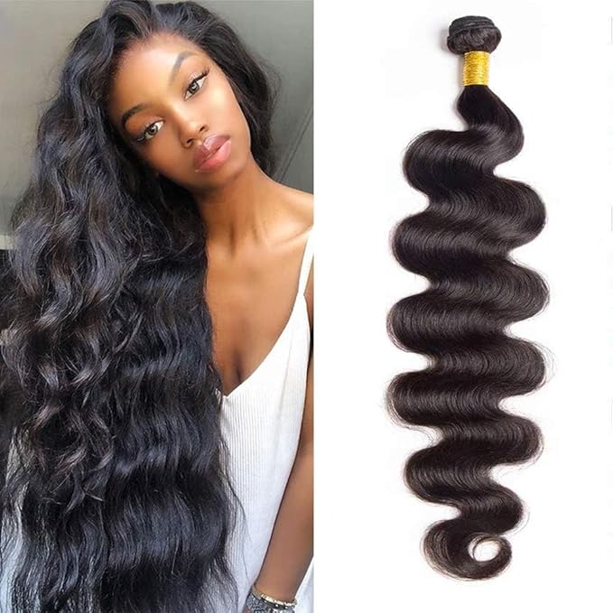12A Human Hair Bundles Body Wave One Bundle 100% Unprocessed Brazilian Virgin Hair Bundles Double Weft Weave Body Wave Human Hair Natural Black Color (one bundle, 30)