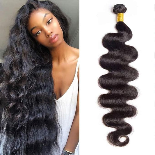 12A Human Hair Bundles Body Wave One Bundle 100% Unprocessed Brazilian Virgin Hair Bundles Double Weft Weave Body Wave Human Hair Natural Black Color (one bundle, 30)