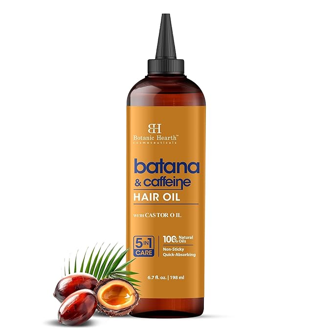 Botanic Hearth Hair Oil for Hair Growth & Home Hair Perm Kit | Strengthening Dry, Frizzy, Damaged Hair & Scalp Treatment | Batana & Caffeine Hair Oil – 6.7 Fl Oz