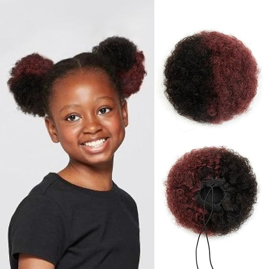 isheeny Small Human Hair Bun For Black Women, 100% Human Hair Bun Small Drawstring Ponytail P1-99j For Little Girls, Curly Fake Hair Bun Natural, Soft, And Durable For Repeated Use