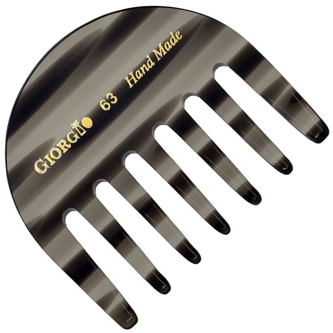 Giorgio G63 Wide Tooth Detangling Comb, Pocket and Travel Comb for Thick Hair, Hair Detangler for Wet and Dry Care - Handmade, Saw-Cut, and Polished