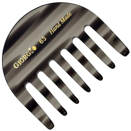 Giorgio G63 Graphite Detangling Comb for Women - Wide Tooth, Pocket and Travel Size for Thick Hair, Wet or Dry Everyday hair care. Handmade, Saw-Cut, and Polished Wide Tooth comb for women.