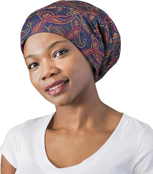 Adjustable Satin Lined Sleep Cap for Dreadlocks Curly Hair Large Head-Stay On Overnight