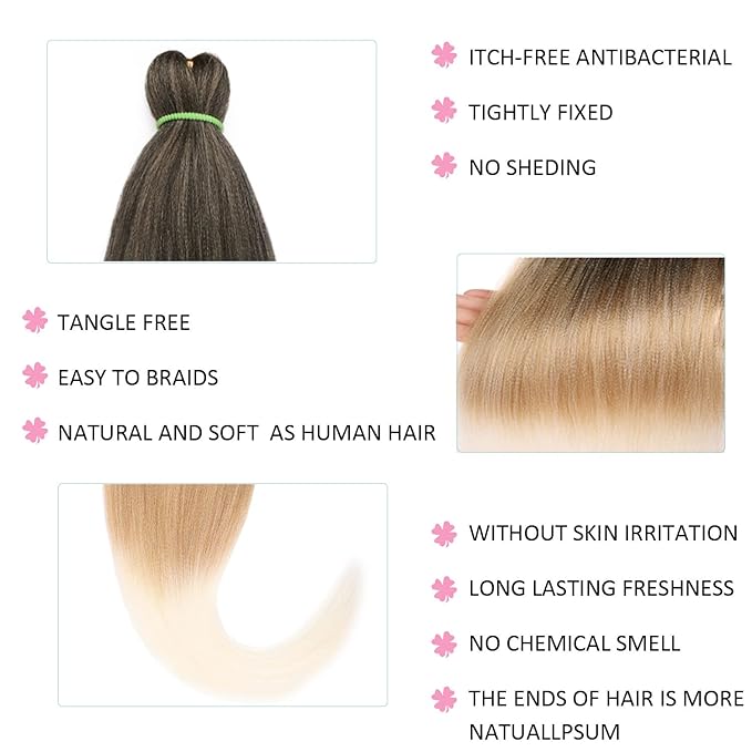 Leeven Pre Stretched Braiding Hair 36 Inch 8 Packs Professional Soft Yaki braiding Hair For Butterfly Braids Hot Water Setting Synthetic Crochet Box Braids Hair Extensions (1B/27/613#)