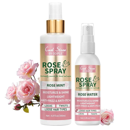 Rose Water Spray for Hair Scalp Moisturize, Daily Moisturizing Refreshing, Rosewater for Hair Natural Loc Moisturizer Spray for Locs Care (200ml&100ml rose spray)