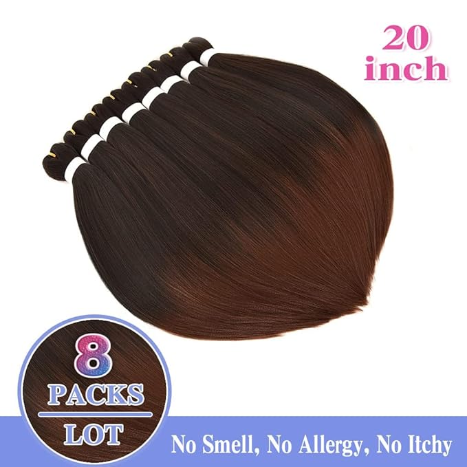8 Pack Ombre Braiding Hair Pre Stretched - 20" 80G/Pack Premium Pre Stretched Braiding Hair Extensions, Professional Itch Free Hot Water Setting Perm Yaki Texture Prestretched Hair(1B30)