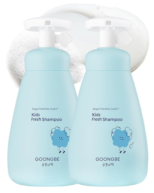 GOONGBE Kids' Fresh Shampoo - Korean Kids Scalp Purifying Shampoo - Gentle Deep Cleansing for Oily, Smelly Scalps - Low pH & Silicone-Free Formula - Allergen Free Scent, 10.1 fl.oz. 2 Pack