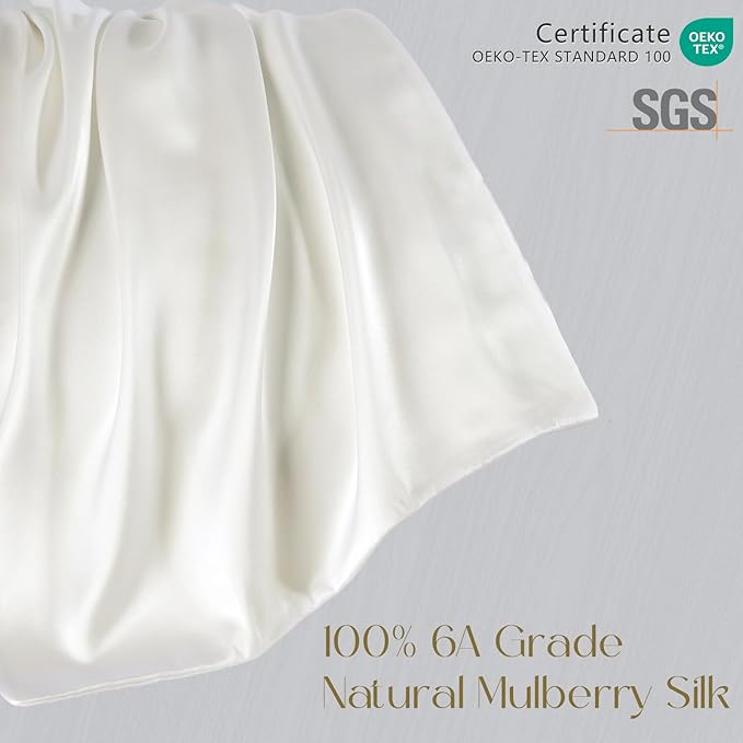 ZIMASILK 100% Pure Mulberry Silk Pillowcase for Hair and Skin Health,Soft and Smooth,Both Sides Premium Grade 6A Silk,600 Thread Count,with Hidden Zipper,1pc(Toddler 13''x18'',Ivory)