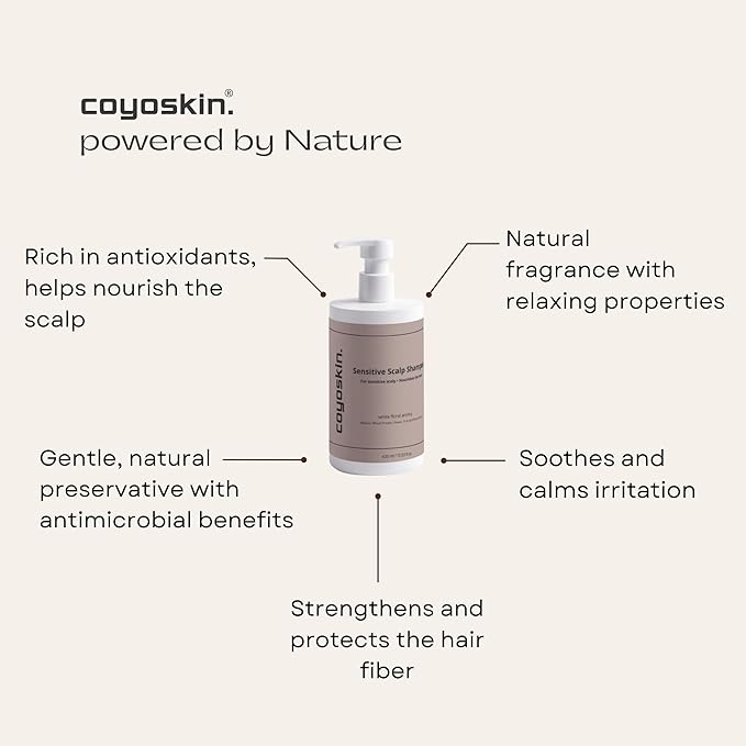 Sensitive Scalp Shampoo – Relieves Itchy & Irritated Scalp, SLS-Free, Gentle Cleanser for Dry & Reactive Skin, ECOCERT Certified – 400ml / 13.53 fl oz