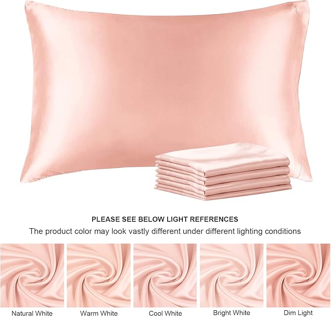 BEDELITE Satin Pillowcase for Hair and Skin, Super Soft Similar to Silk Pillow Cases 4 Pack with Envelope Closure, Cooling Pillowcases for Women Men (20"x30" Queen Size, Coral)