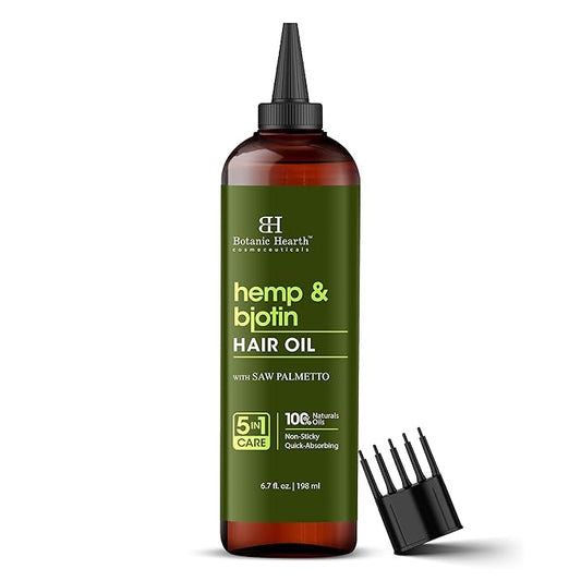 Botanic Hearth Hair Oil for Hair Growth & Home Hair Perm Kit | Strengthening Dry, Frizzy, Damaged Hair & Scalp Treatment | Hemp & Biotin Hair Oil – 6.7 Fl Oz