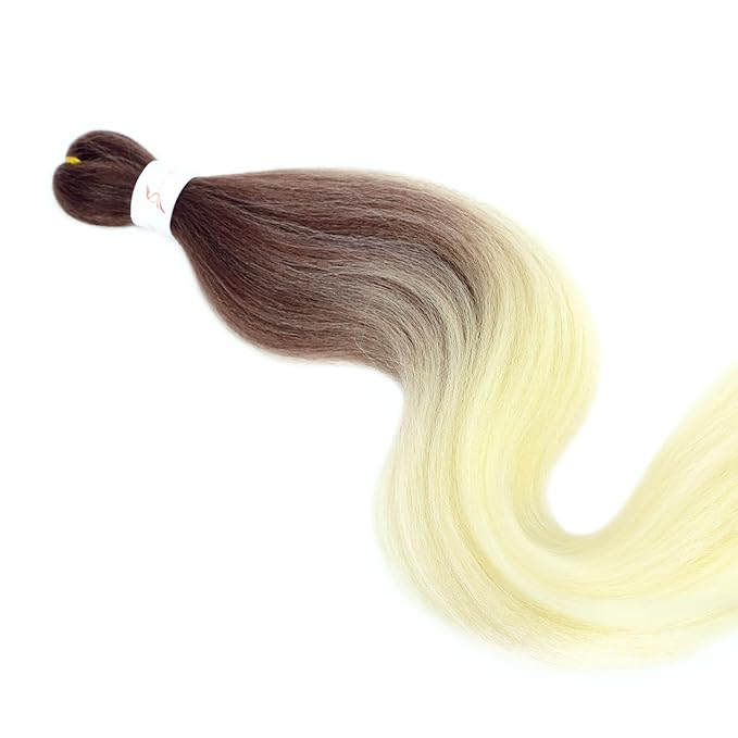 Dorsanee Chocolate Brown/Blonde Braiding Hair Pre Stretched 24 Inch 3 Packs Braiding Hair for Box Braids Twists Locs Hair Soft Yaki Texture Hot Water Setting (#Chocolate Brown/Blonde)