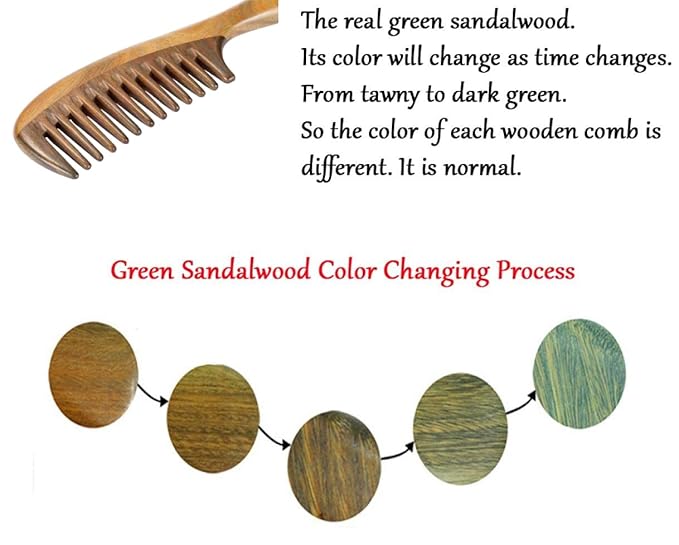 Louise Maelys Hair Comb Wooden Wide Tooth Combs for Curly Hair Detangling Sandalwood