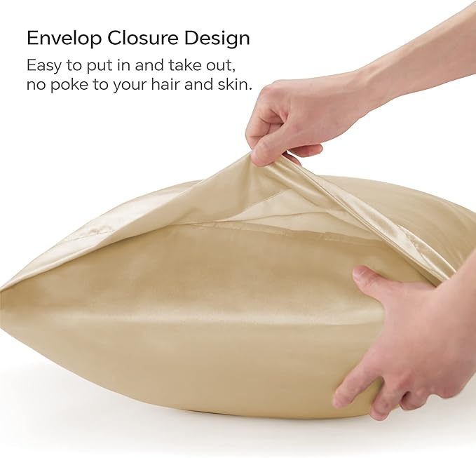 BEDELITE Satin Body Pillow Cover, Super Soft and Cooling Body Pillow Pillowcase for Hair and Skin, Breathable Silky Full Long Pillowcase Cover(20"x54", Champagne)