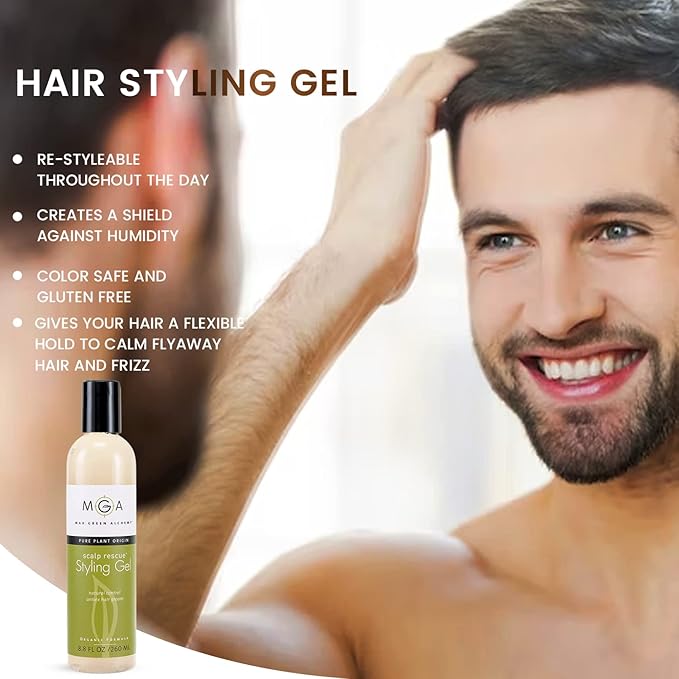 Scalp Rescue Styling Gel, Organic Unisex Formula Controls Frizz and Fly Away Hair, Curly Hair Community Favorite Gives Flexible Natural Hold, Fights Humidity, Alcohol Free & Water Based | 8.8 Fl Oz