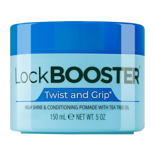 Style Factor Lock BOOSTER Twist & Grip Braid Gel (5 Oz.) with Tea Tree Oil — Strong Hold, Flake-Free, Frizz-Free Hair Braiding Gel for Defined & Long-Lasting Twists, Locs & Braids