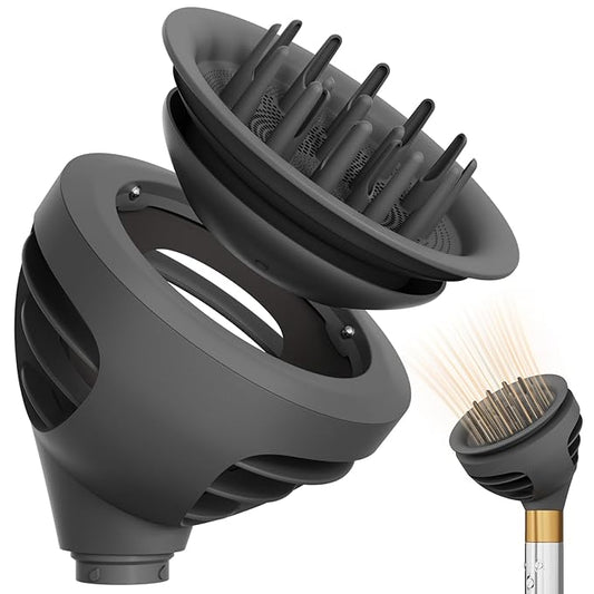 Wave Curl Diffuser Attachment Compatible with Dyson Airwrap, Upgraded Hair Diffuser Nozzle Dome and Diffuse Modes to Dryer Faster and Define Curls Hair Attachments for Air wrap Styler HS01 HS05 HS08