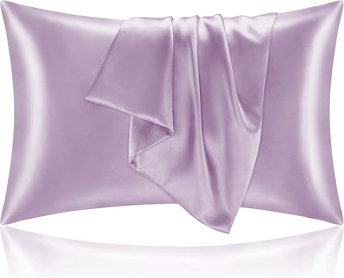 BEDELITE Satin Pillowcase for Hair and Skin, Super Soft and Cooling Similar to Silk Pillow Cases 2 Pack with Envelope Closure, Gift for Women Men(20"x40" King Size, Lavender)