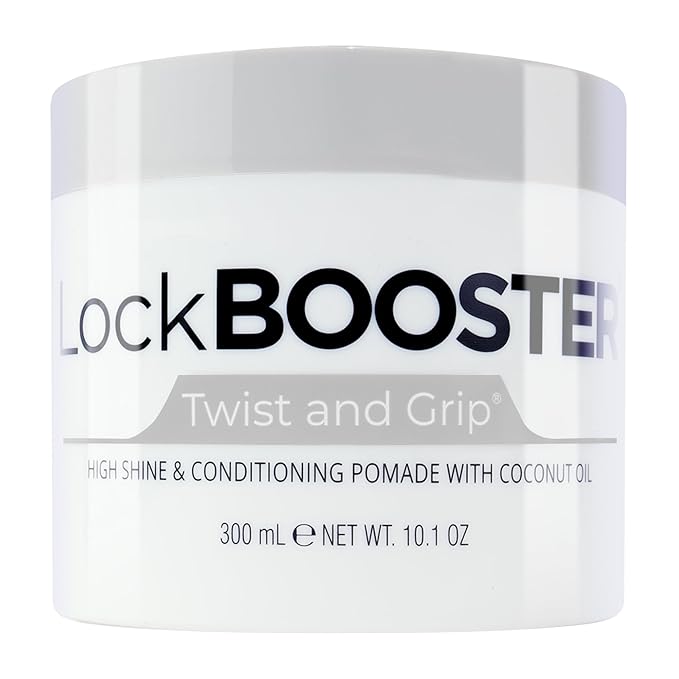 Style Factor Lock BOOSTER Twist & Grip Braid Gel (10.1 Oz.) with Coconut Oil — Strong Hold, Flake-Free, Frizz-Free Hair Braiding Gel for Defined & Long-Lasting Twists, Locs & Braids