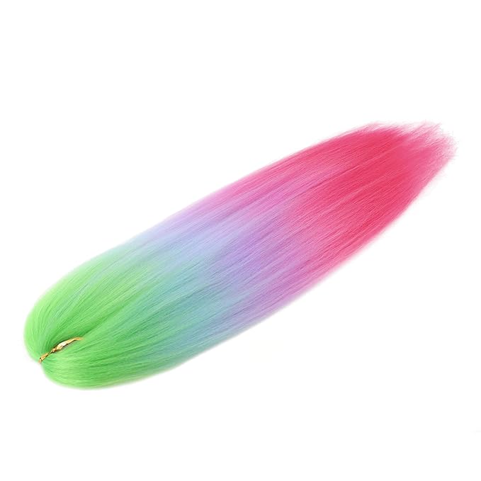 Dorsanee 3 Tone Braiding Hair Pre Stretched 24 Inch 3 Packs Braiding Hair Extensions for Box Braids Twists Locs Hair Soft Yaki Texture Hot Water Setting (#Light Green/Light Purple/Pink)