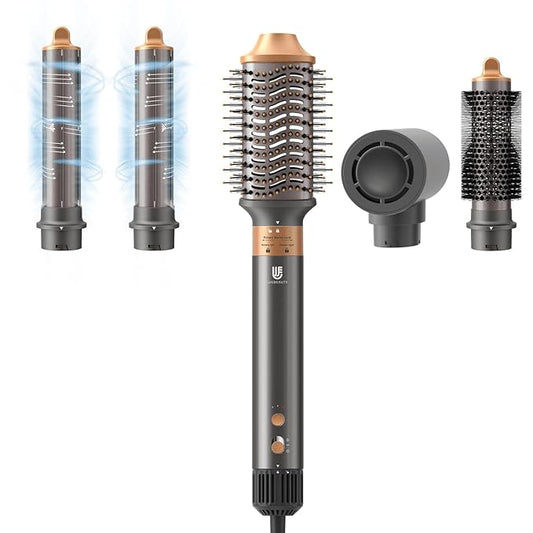 Hair Dryer Hot Air Styler: High-Speed Blow Dryers with Negative Ionic for Fast Drying Frizz Control, Airflow Auto Wrap Curling Iron Curler Oval Volumizer Round Brush for Styling Smoothing Volumizing