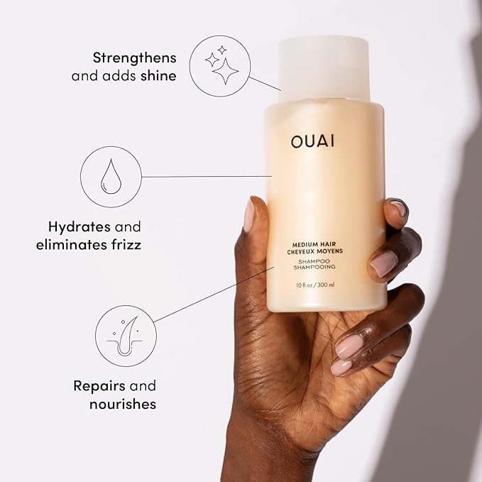 OUAI Medium Hair Shampoo and Conditioner Set - Sulfate-Free Shampoo and Conditioner for Women & Men - Made with Keratin, Shea Butter & Avocado Oil - Free of Parabens & Phthalates (10 Fl Oz)