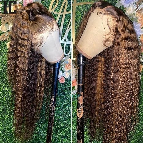 MEGOOD 13x6 Highlight Ombre Lace Front Wig Human Hair 220% Density13x6 HD Honey Blonde 4/27 Curly Wig Human Hair Pre Plucked Deep Wave Lace Front Wigs Human Hair Colored Wigs 22Inch
