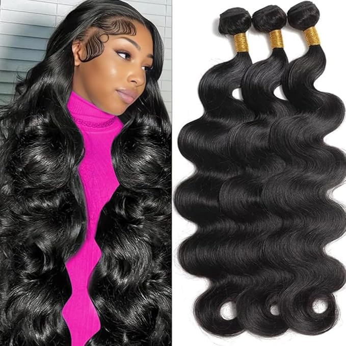 12A Human Hair Bundles Body Wave 100% Unprocessed Brazilian Virgin Hair 3 Bundles Human Hair Extensions Quick Weave Human Hair (20 22 24 Inch)