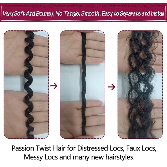 Ubeleco Passion Twist Hair,18 Inch Water Wave Crochet Hair Ombre Silver Passion Twist Crochet Hair for Women 6 Packs Long Bohemian Synthetic Curly Braiding Hair Extensions(6pcs,1B/Gray)