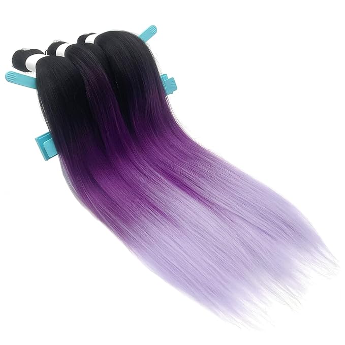 Purple Ombre Braiding Hair Pre Stretched Colored Hair Extensions for Braiding Micro Box Braids Prestretched Pre Stretched Braids Hair Ombre 26 inch 3 Packs