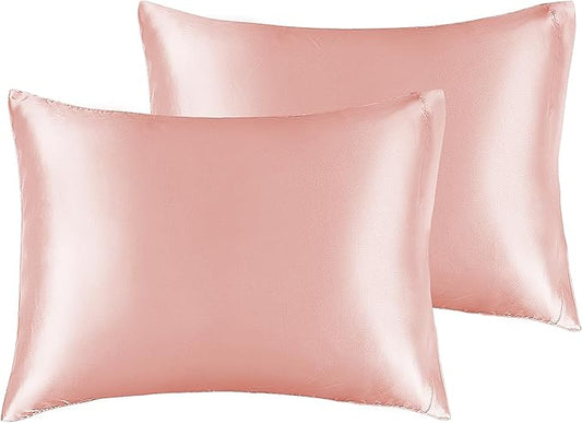 BEDELITE Satin Pillowcase for Hair and Skin, Super Soft and Cooling Similar to Silk Pillow Cases 2 Pack with Envelope Closure, Gift for Women Men(13"x18" Toddler Size, Coral)