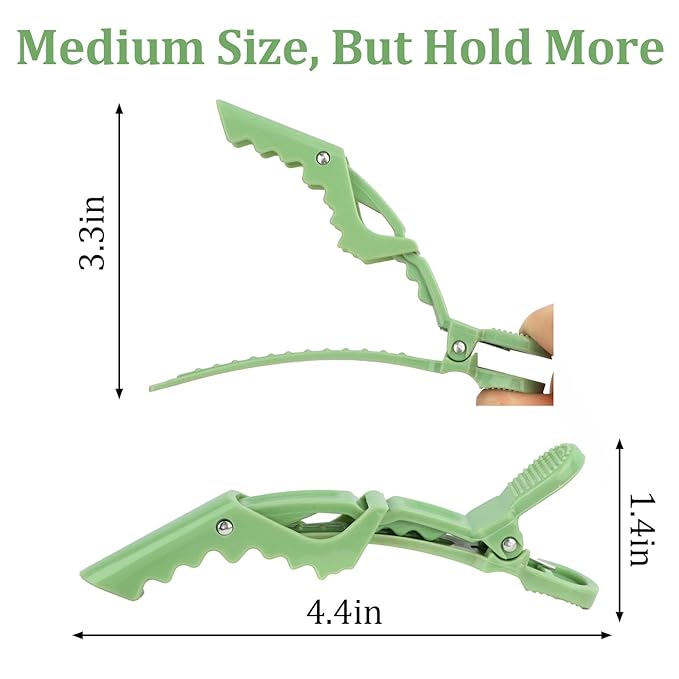 30 Pack Alligator Hair Clips for Styling, Sectioning Crocodile hair Clips Professional Barber Accessories for Salon of Thick Curly Volume Hair (Green)